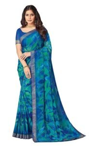 SIRIL Women’s Chiffon Printed Saree With Unstitched Blouse Piece