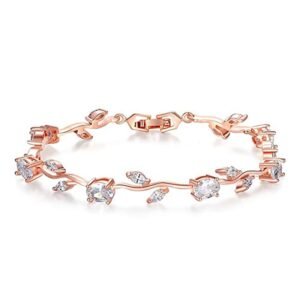 Shining Diva Fashion Trendy Stylish 18k Rose Gold Floral Tulip Bangle Bracelet for Women & Girls