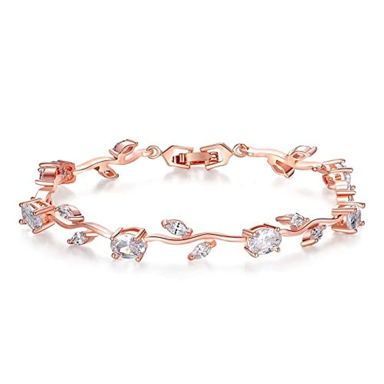 Shining Diva Fashion Trendy Stylish 18k Rose Gold Floral Tulip Bangle Bracelet for Women & Girls