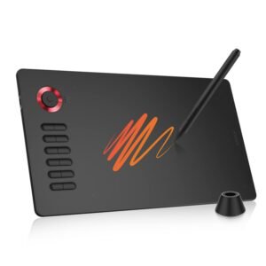 VEIKK A15PRO Graphic Drawing Pen Tablet 10 * 6 inch with 12 Hotkeys and a Quick Dial Support Windows, Mac, Linux, Tilt Pressure (8192 Level Pressure Battery -Free Stylus) (Red)