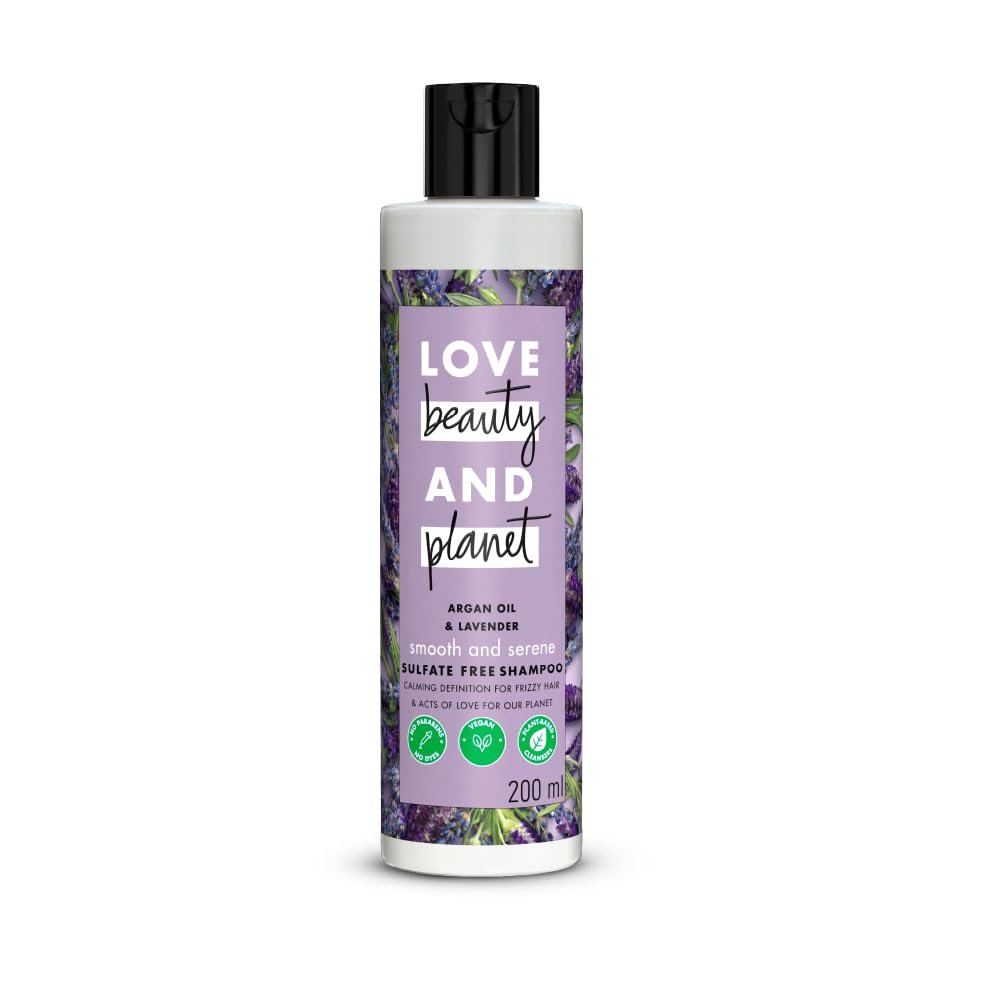 Love Beauty & Planet Argan Oil and Lavender Sulfate Free Smooth and Serene Shampoo|| No Parabens|| No Dyes|| 200ml