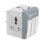 Portronics Swix Multi Plug Adapter with 3 Individual Switches, 3 Pin Universal Extender Socket, 5A High Power, Premium Copper Build with Brass Pins, Child Safety Shutter & Red LED Indicator (Grey)