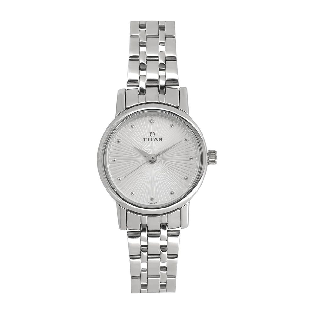 Titan Quartz Analog Silver Dial Silver Stainless Steel Strap Watch for Women – NT2593SM01