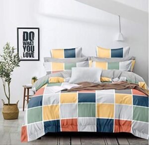 TIB 140 TC Glace Cotton Geometric King Size Bedsheet with 2 Pillow Covers,Bedsheet for Double Bed,90X100 Inches| 140 GSM, Multi, Pack of 3