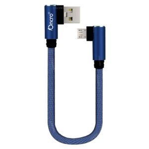 Fast charging short micro usb cable blue nylon braided 25cm power bank wire unbreakable 20w 480mbps data sync android phone samsung kindle ps4 tv stick raspberry pi chromecast tablet cord