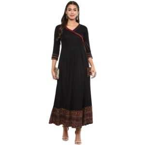 Yash Gallery Women’s Rayon Relaxed Fit Angrakha Kurta