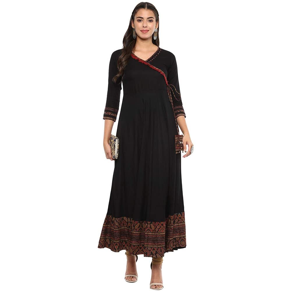 Yash Gallery Women’s Rayon Relaxed Fit Angrakha Kurta