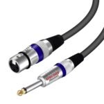 Mic Cable 6.35mm Jack Male To XLR 3PIN Female Cord Wire For Microphone/Guitar Cable 5 Meter.Black,1pc pack (5 Meter/16.48 feet)