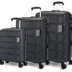 Kamiliant by American Tourister 3 Pc Harrier Edge 8W Set 56 Cm, 68 Cm & 78 Cm – Small, Medium & Large Polypropylene(PP) Hardside 8 Wheels Spinner Luggage Set/Trolley Bag Set (Iron Grey)