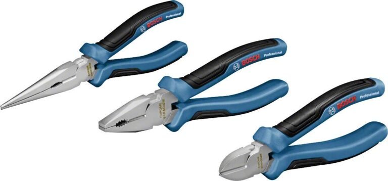 BOSCH Professional 3-Piece Pliers Set (Combination, Needle-Nose & Side Cutters) – Durable Steel Construction, Ergonomic Handles, Precision Cutting Edges, 160/180/200 mm with L-BOXX Inlay