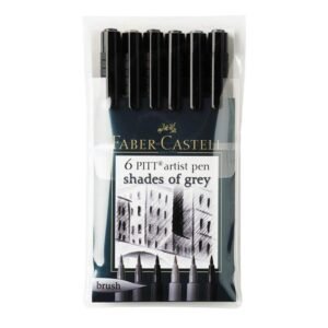 Faber-Castell Pitt Artist Pen Set Of 6 Pitt Pens Black (XS,S,F,M,B,C)