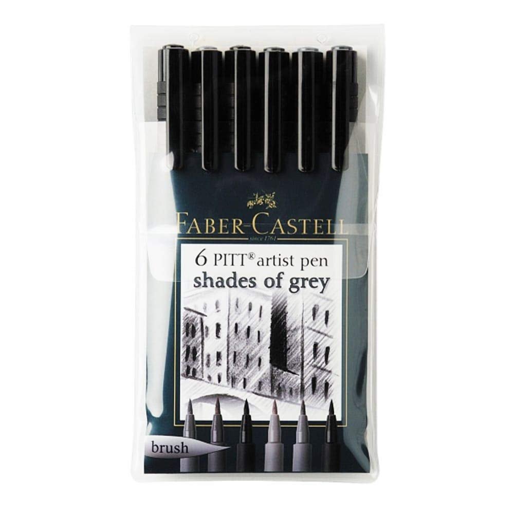 Faber-Castell Pitt Artist Pen Set Of 6 Pitt Pens Black (XS,S,F,M,B,C)