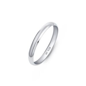 Amberta 925 Sterling Silver Wedding Band for Women Men, White Gold Rose Plated Ring | 2 3 4 mm Wide Sterling Silver Wedding Ring for Couples