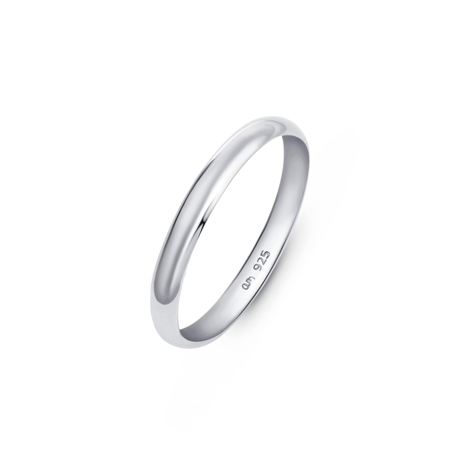 Amberta 925 Sterling Silver Wedding Band for Women Men, White Gold Rose Plated Ring | 2 3 4 mm Wide Sterling Silver Wedding Ring for Couples