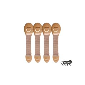 Kids Station Baby Safety Adjustable Cabinet Drawer Locks Straps-Strong and Adhesive Child/Toddler/Infants Safety Locks for Drawers,Cabinets,Fridge and Cupboard-Baby Proofing Product-Pack of 4 (Beige)