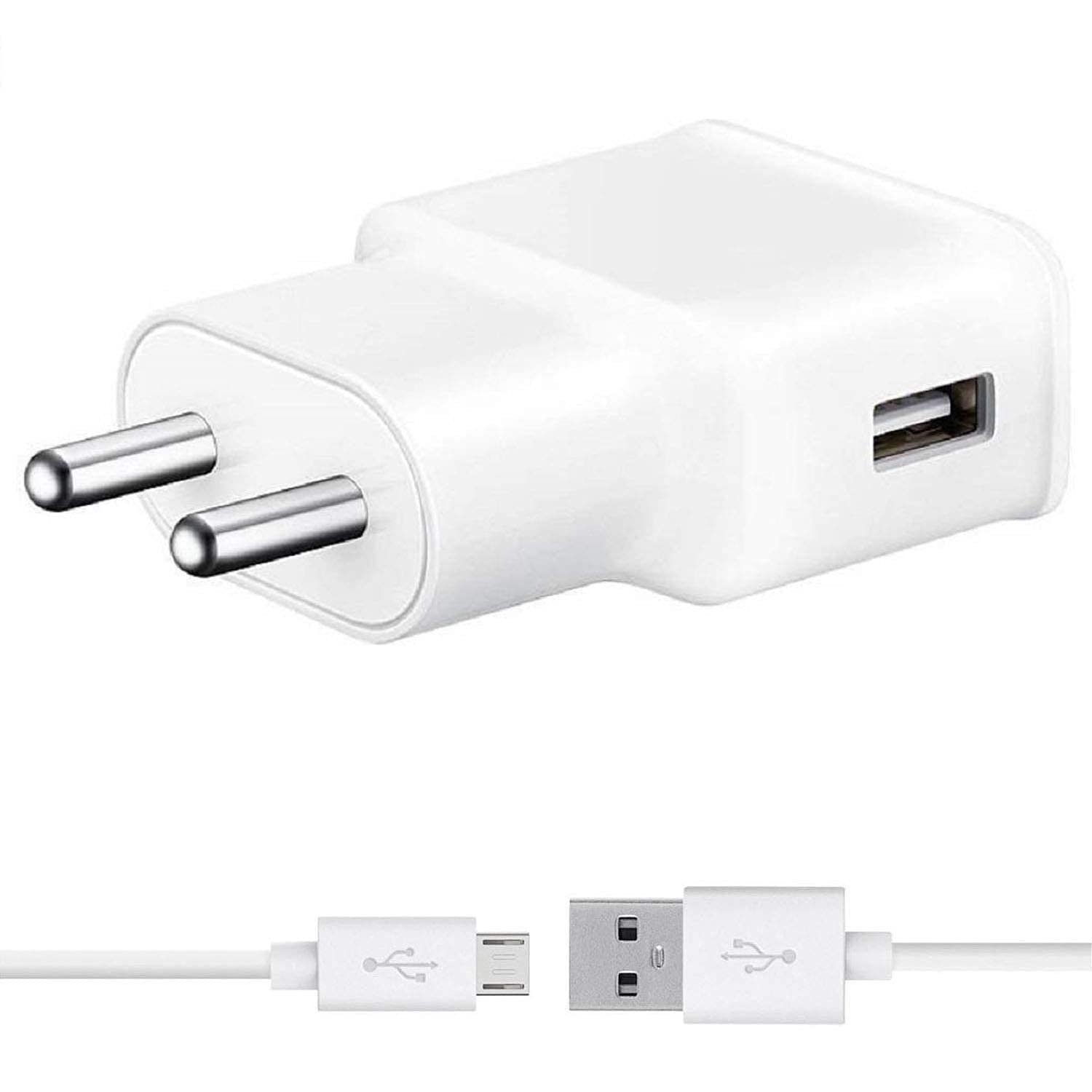 Fast Quick Charger for Samsung Galaxy A6+ (2018) / A 6 Plus Charger Original Like Adapter | Adaptive Fast Charger | Android Mobile USB Charger with 1 Meter Micro USB Charging Data Cable (White)