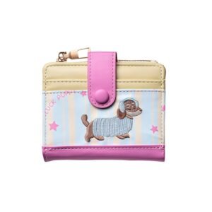 PALAY Wallet for Woman Girls Kawaii Embroidered Dog Multi Layer Card Holder