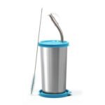 Signora Ware Sip Fast Stainless Steel Tumbler with 1 Straw and Two Lid | Leak – Proof | Reusable Straw | Lightweight and Portable | Non Toxic | Outdoor Activities | Gym and Workout (420 Ml | Blue)