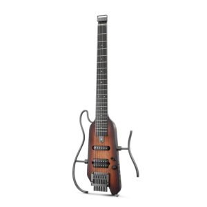 Donner HUSH-X Electric Guitar Kit – Featherlight Headless Guitar, Great for Travel and Practice, Mahogany Solid Body with Easy Assemble Stands, Gig Bag, All Accessories, Sunburst