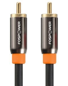 FosPower Digital Audio Coaxial Cable [24K Gold Plated Connectors] Premium S,PDIF RCA Male to RCA Male for Home Theater, HDTV, Subwoofer, HiFi Systems 10ft