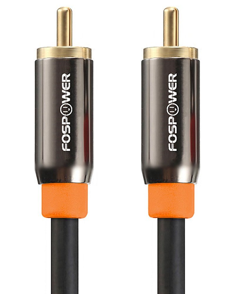 FosPower Digital Audio Coaxial Cable [24K Gold Plated Connectors] Premium S,PDIF RCA Male to RCA Male for Home Theater, HDTV, Subwoofer, HiFi Systems 10ft