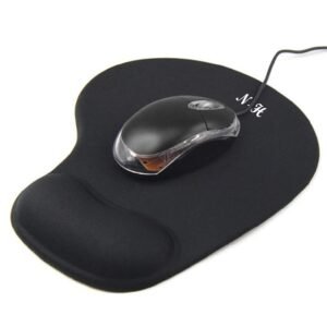 New Horrizon – Mouse Mat Black Anti-Slip Comfort Mouse PAD MAT with Gel Foam Rest Wrist Support for PC Laptop – Compatible with Laser and Optical Mice (Black, Regular)