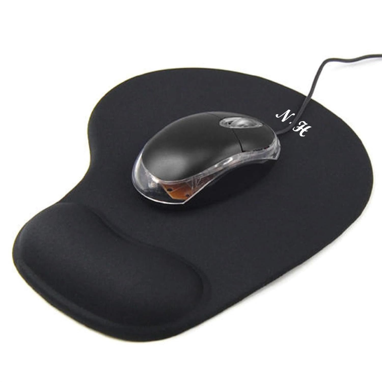 New Horrizon – Mouse Mat Black Anti-Slip Comfort Mouse PAD MAT with Gel Foam Rest Wrist Support for PC Laptop – Compatible with Laser and Optical Mice (Black, Regular)