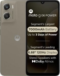 Motorola G06 Power (Pantone Laurel Oak, 4GB RAM, 64GB Storage) | 6.88″ 120Hz Display | 50MP Camera | Helio G81 Ultra Processor | 7000mAh Battery | Android 15