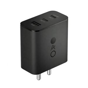 65W GaN 3-Port Fast Charger (2 USB Type-C & 1 USB-A) Multiport Charging Adapter Compatible with CMF Phone/Nothing Phone 4a/4a pro/3/3A/2/2A/2A Plus/1/Samsung,iPhone,MacBook,Other Type C