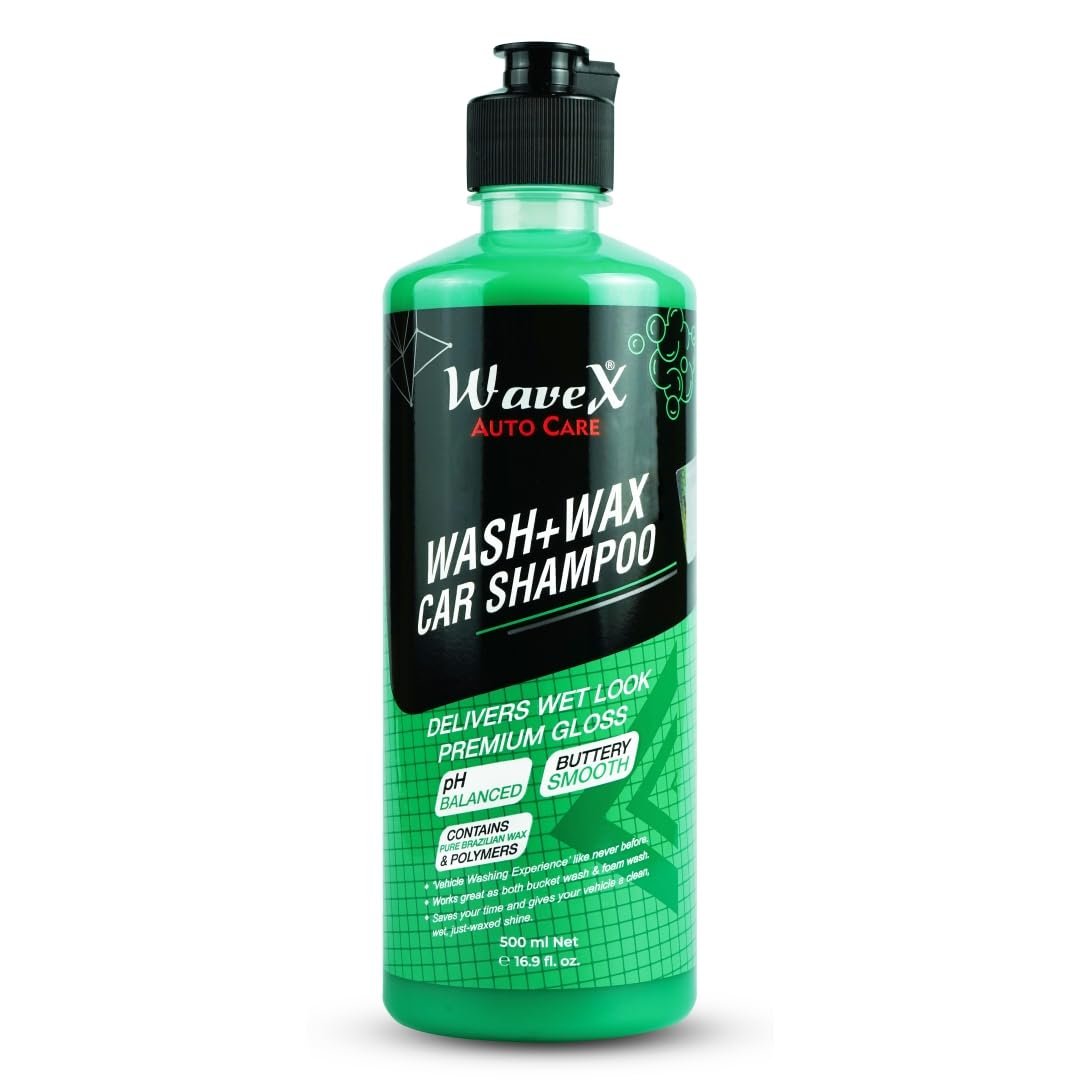 Wavex Wash and Wax Car Shampoo 500ml Gives Wet Look Shine,Buttery Smooth Feel, pH Neutral – Leaves no Water Spots