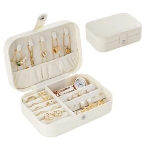 YouBella Jewellery Organiser Jewellery Box Organiser MultiLayer PU Leather Portable Storage Box Case with Dividers Container for Rings, Earrings, Necklace Home Organizer (White)