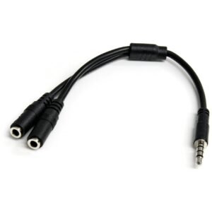 StarTech.com Headset Adapter for Headsets with Separate Headphone/Microphone Plugs – 3.5mm 4 Position to 2X 3 Position 3.5mm M/F
