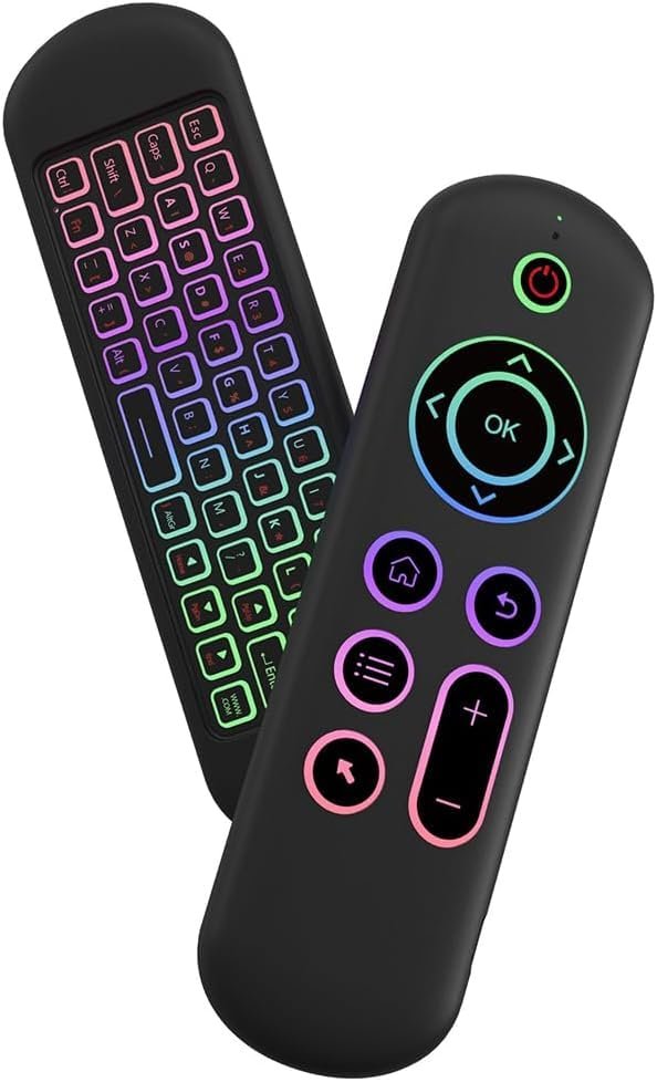 ETZIN Air Mouse Remote Control Mouse Wireless Mini Keyboard 2.4G & BT5.2 Motion Sensing Backlit Rechargeable Compatible with Android TV Box/PC/Smart TV/Projector/All-in-one PC/MAC Black