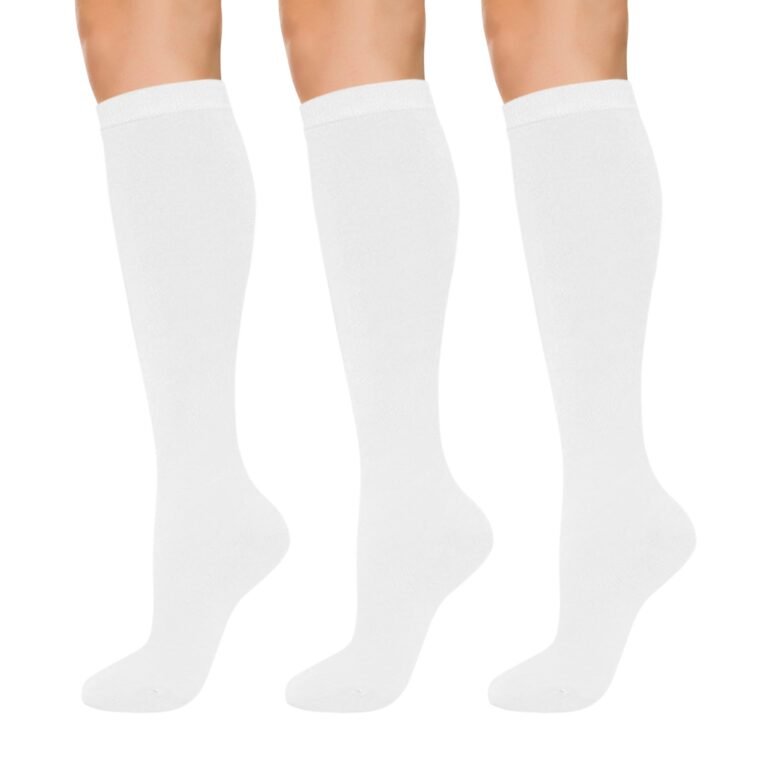 KONY Women’s Cotton Knee High Socks – Casual Solid & Triple Stripe Colors Fashion Socks 3 Pairs (Women’s Shoe Size 5-9)
