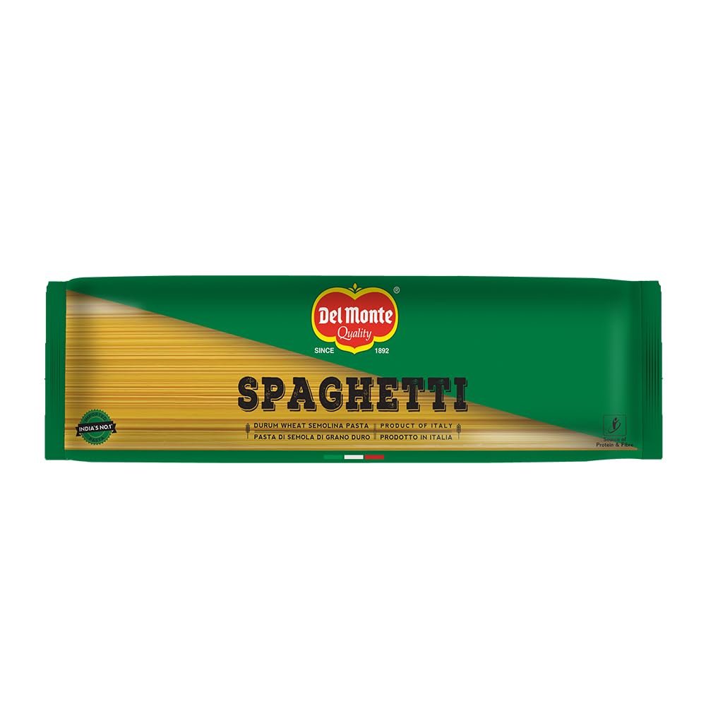 Del Monte Spaghetti Pasta (Imported) 500G | Durum Wheat Semolina| No Maida | High In Dietary Fibre | Source Of Protein | Cholesterol Free | Low Calories | No Artificial Ingredients, Salt & Sugar