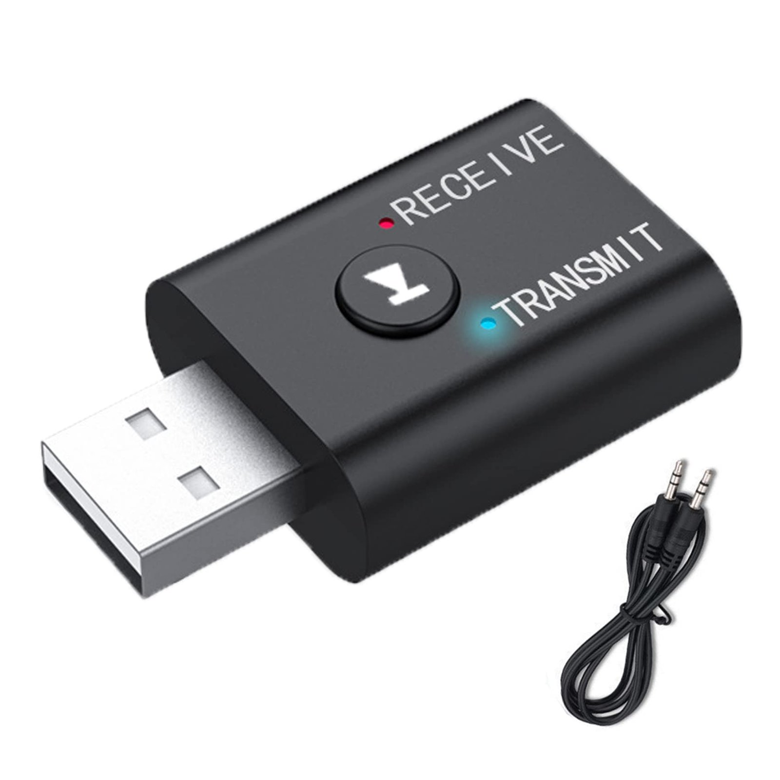 Mabron Bluetooth 5.0 Audio Transmitter for TV, PC, MP3, MP4, DVD Player & Car Audio System, USB Powered 3.5mm AUX Wireless Audio Adapter for Bluetooth Headphones & Speakers