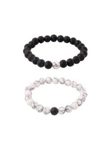 Yellow Chimes Bracelet for Women & Men | Fashion D’vine White & Black Beads | Couple Bracelets | Accessories Jewellery | Birthday Gift For Women and Men Anniversary Gift for Wife and Husband