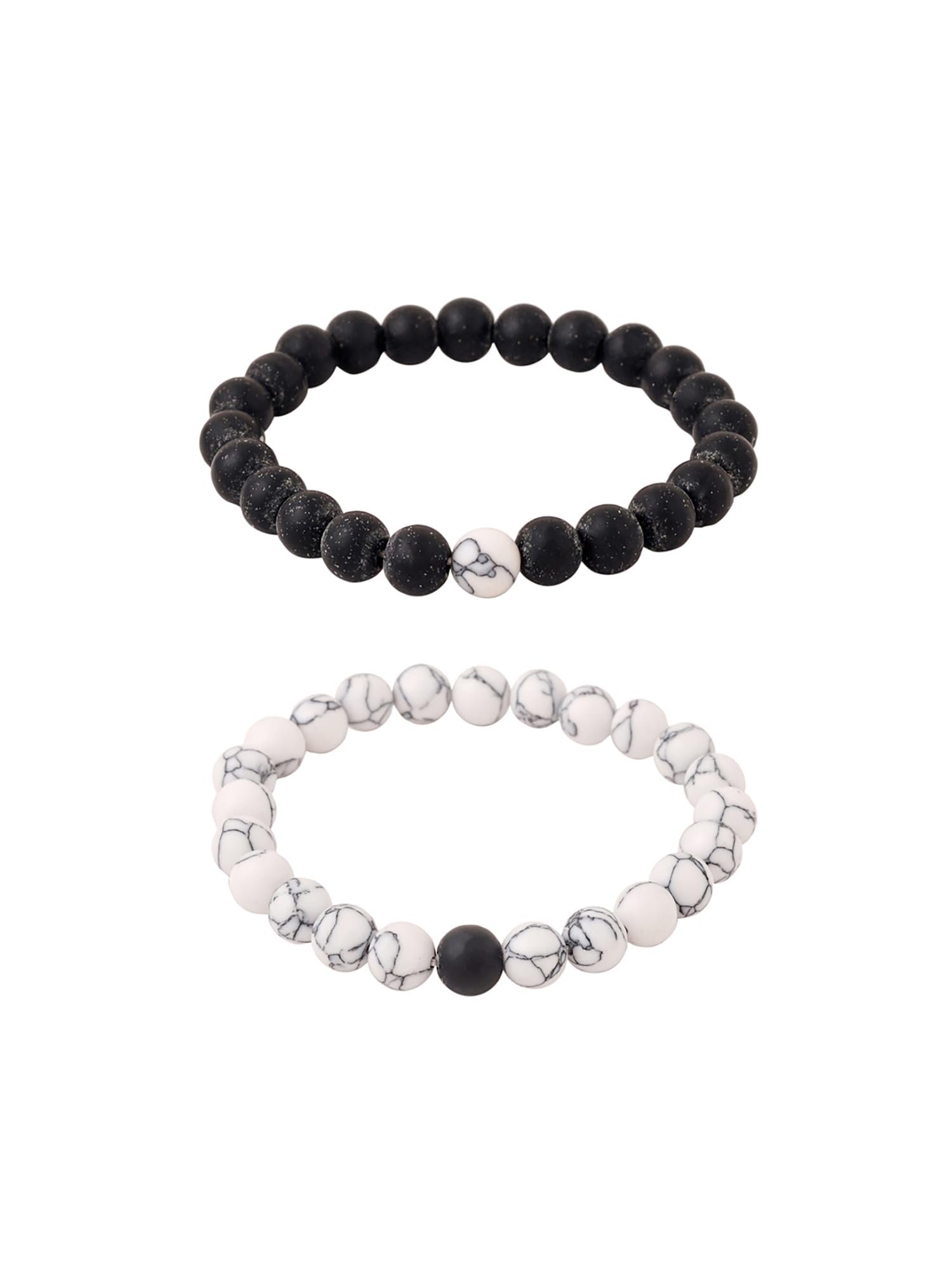 Yellow Chimes Bracelet for Women & Men | Fashion D’vine White & Black Beads | Couple Bracelets | Accessories Jewellery | Birthday Gift For Women and Men Anniversary Gift for Wife and Husband