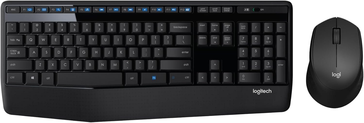Logitech MK345 Wireless Combo Full-Sized Keyboard with Palm Rest and Comfortable Right-Handed Mouse, 2.4 GHz Wireless USB Receiver, Compatible with PC, Laptop – Black
