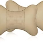 Yobbo Universal Car Neck Rest Pillow Cushion Set Headrest Pain Relief Support with Adjustable Strap Faux Leather, Cotton for All Cars, Home and Office Chair Seat