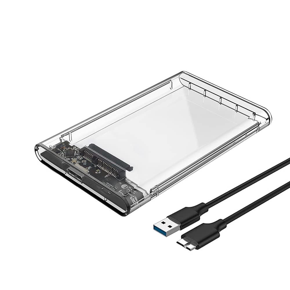 2.5″ SATA to USB 3.1Tool-Free Clear External Hard Drive Enclosure for 2.5 Inch SSD & HDD 9.5mm 7mm External Hard Drive Case Supports UASP SATA