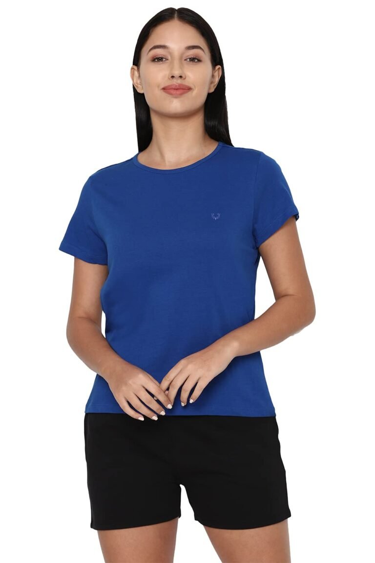 Allen Solly Women’s Solid Round Neck T‑Shirt | Regular Fit | Soft Cotton | Everyday Casual Essential