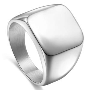 Signet Ring Plain Polished Stainless Steel Biker Rings for Men Women, Ideal Gift for Dad and Boyfriend, Silver Gold Black Color Option