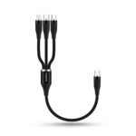 Phonokart Short TRIX 0.3meter 3in1100W Fast Charging Cable, 3Amp Multi Charger Cable for Powerbank cable, Micro USB, iOS and Type-C Devices,iphone Mobile Tablet PC Laptop Android Smartphone (BLACK)