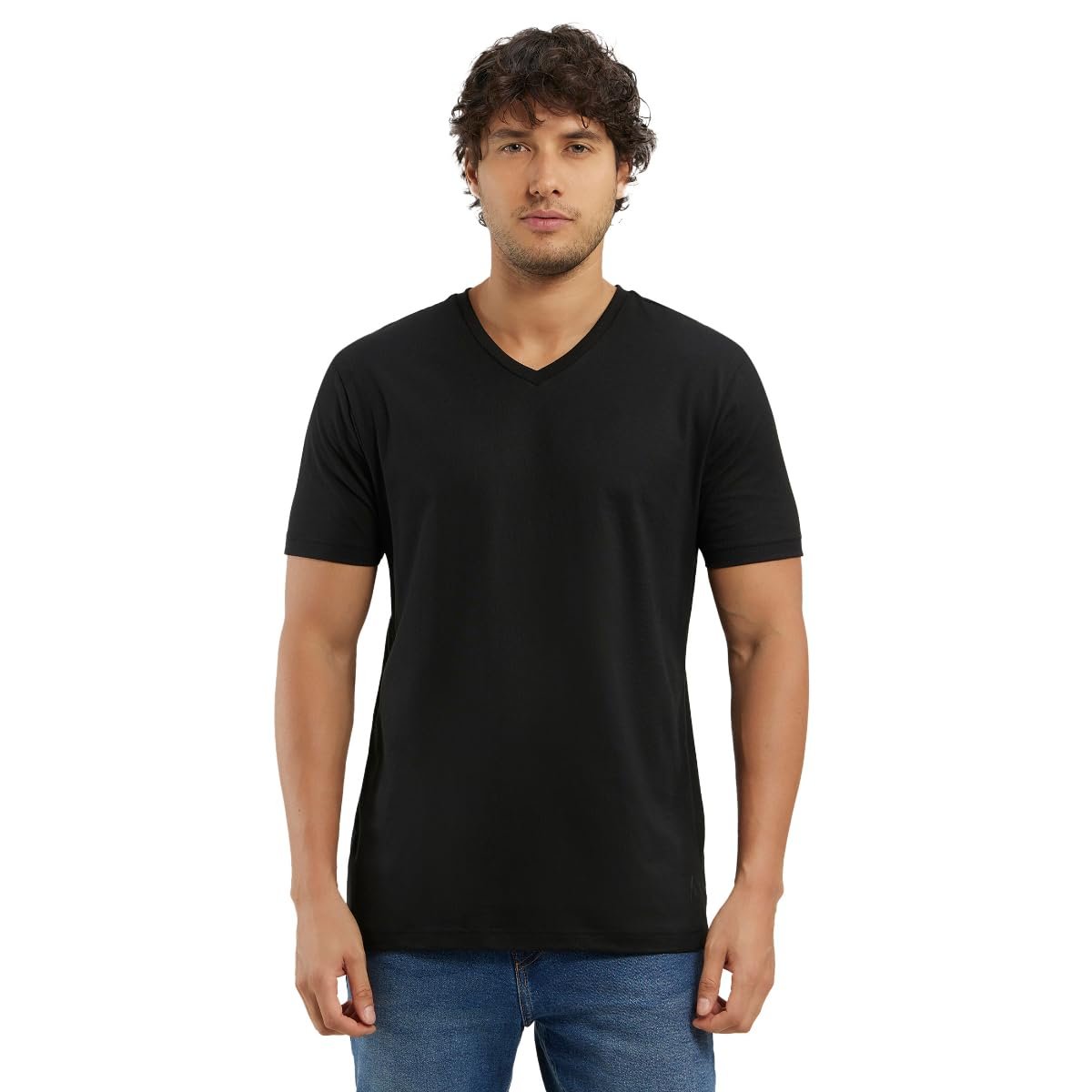 Jockey 2726 Men Super Combed Cotton Rich Solid V Neck Half Sleeve T-Shirt