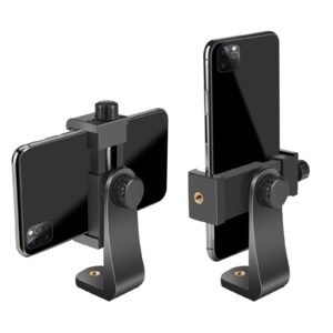 SharingMoment Smartphone Holder/Vertical and Horizontal Tripod Mount Adapter Rotatable Bracket with 1/4 Inch Screw/Adjustable Clip for iPhone, Android Cell Phone, Selfie Stick, Camera Stand