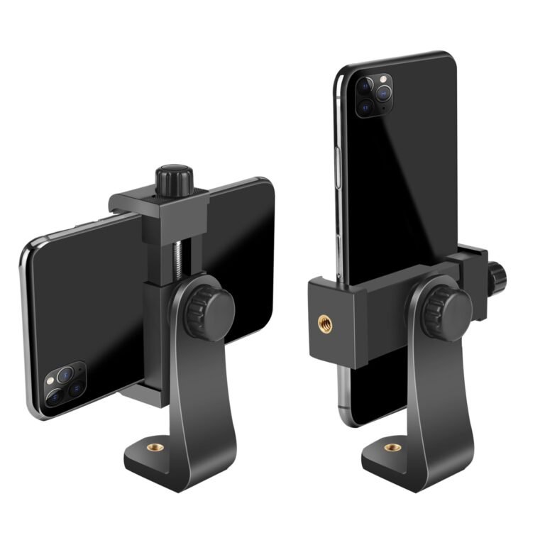 SharingMoment Smartphone Holder/Vertical and Horizontal Tripod Mount Adapter Rotatable Bracket with 1/4 Inch Screw/Adjustable Clip for iPhone, Android Cell Phone, Selfie Stick, Camera Stand