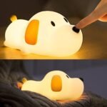 HAPPYBAG Kids Night Light,Cute Soft Silicone Dog Lamp Dimmable Nursery Portable Puppy Kawaii Lamps,Bedside Lamp For Baby And Toddler,Boy Girls, White