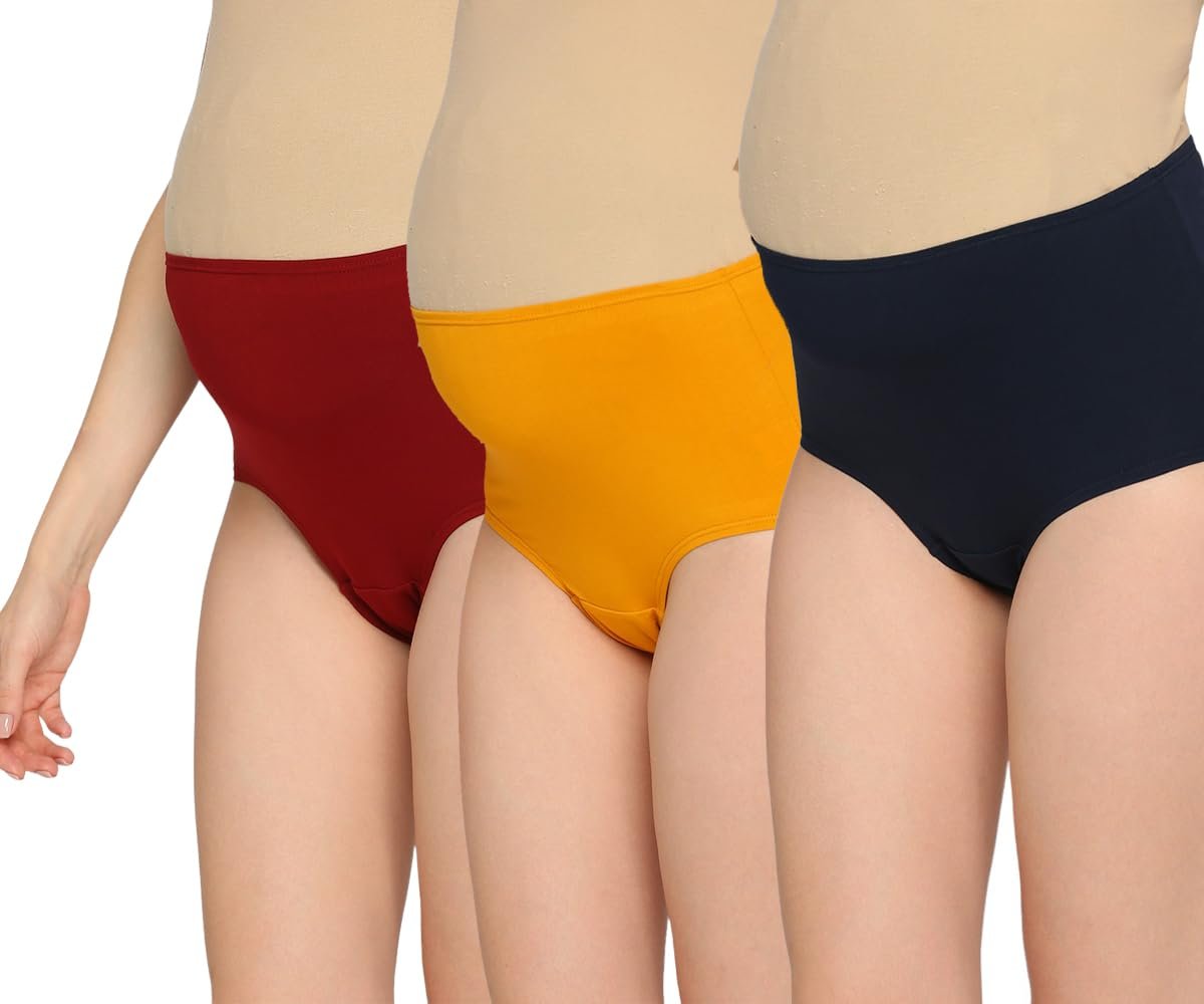 Women’s High Waist Soft Comfy Cotton & Breathable Maternity Panty|Pregnancy Panty|Maternity Panties (Pack of 3)