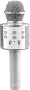 Handheld Wireless Microphone Mic/Mike with Audio Bluetooth Speaker & Karaoke Feature for All Tablets PCs iOS Android Smartphones (Silver)
